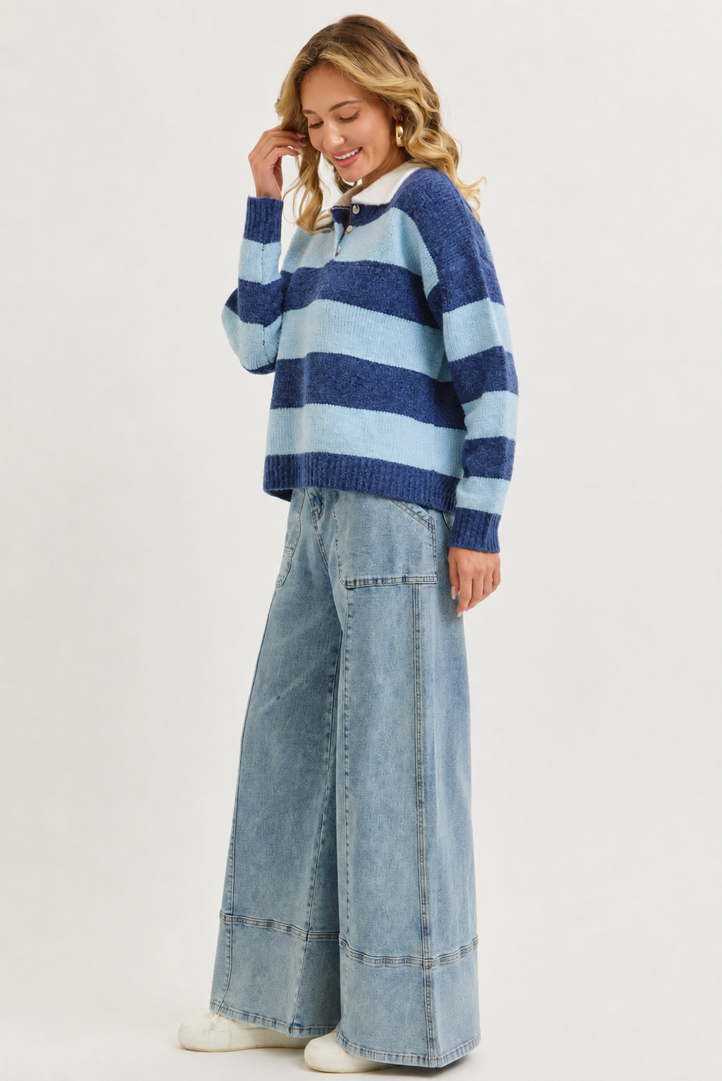 WIDE-LEG HIGH-RISE STRETCH JEANS