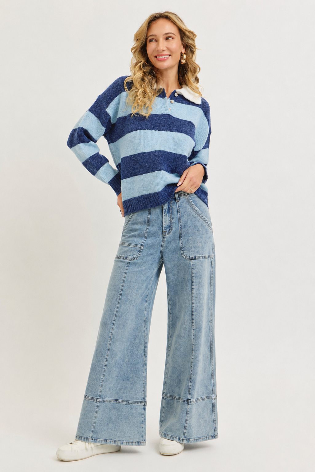 WIDE-LEG HIGH-RISE STRETCH JEANS
