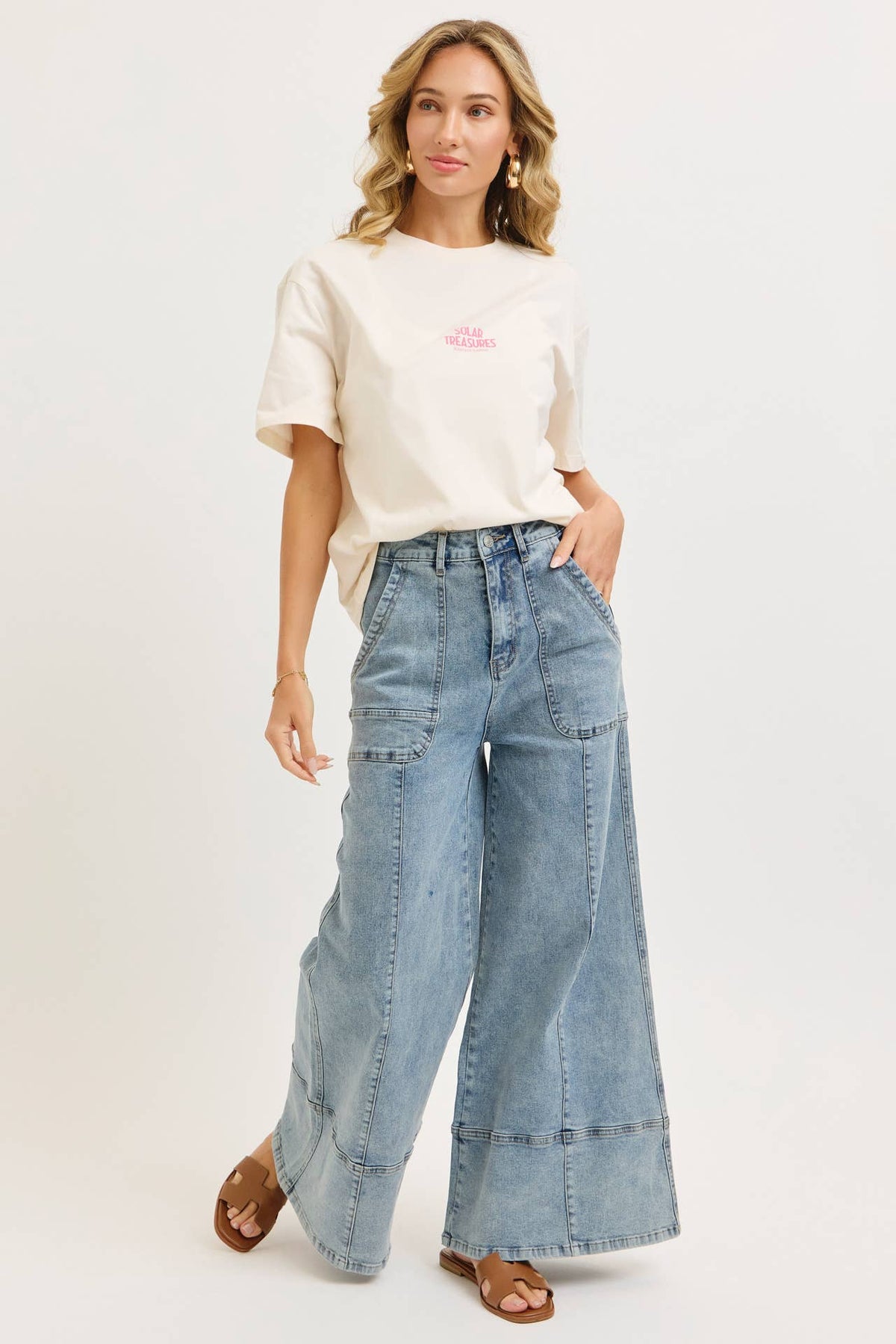 WIDE-LEG HIGH-RISE STRETCH JEANS