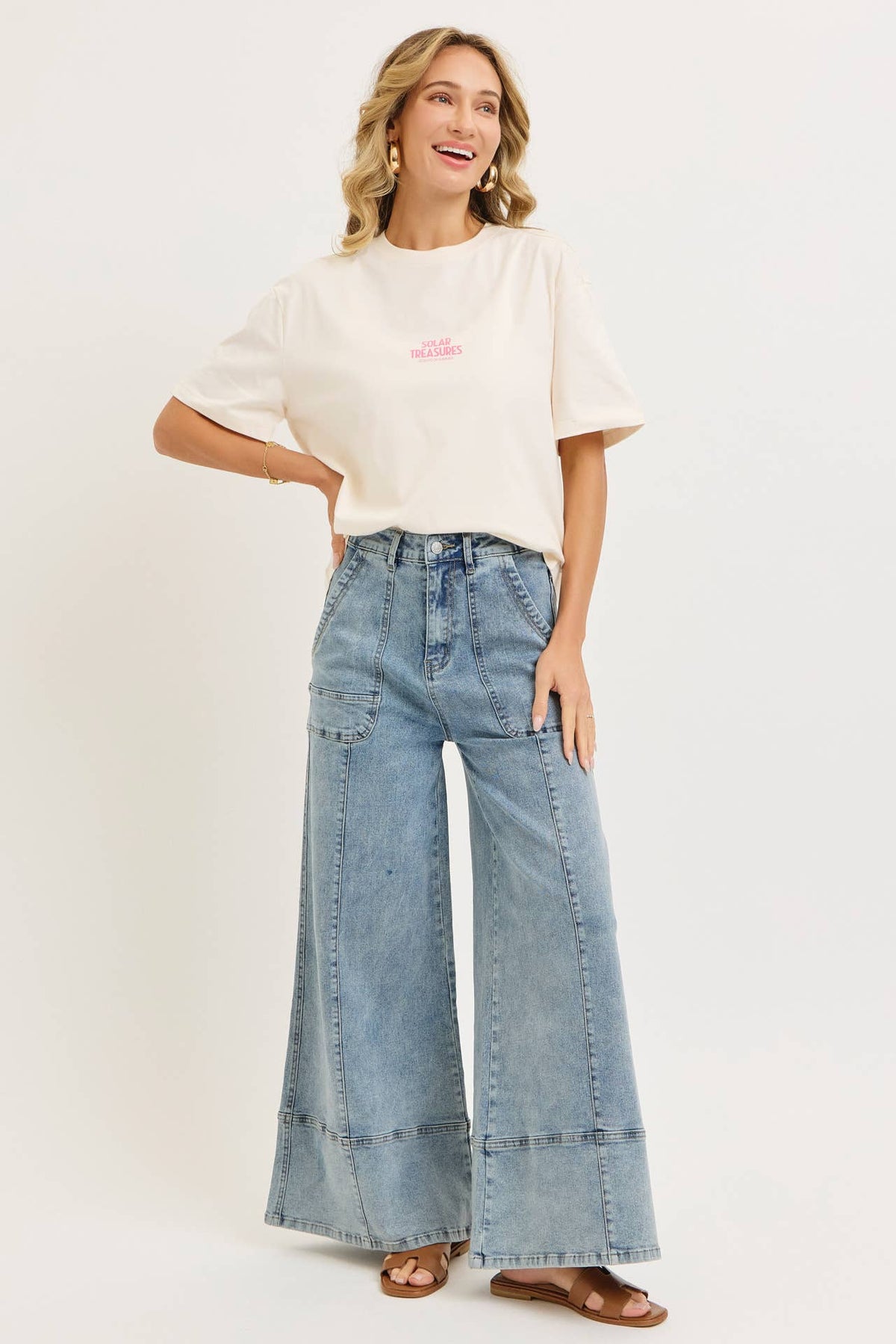 WIDE-LEG HIGH-RISE STRETCH JEANS