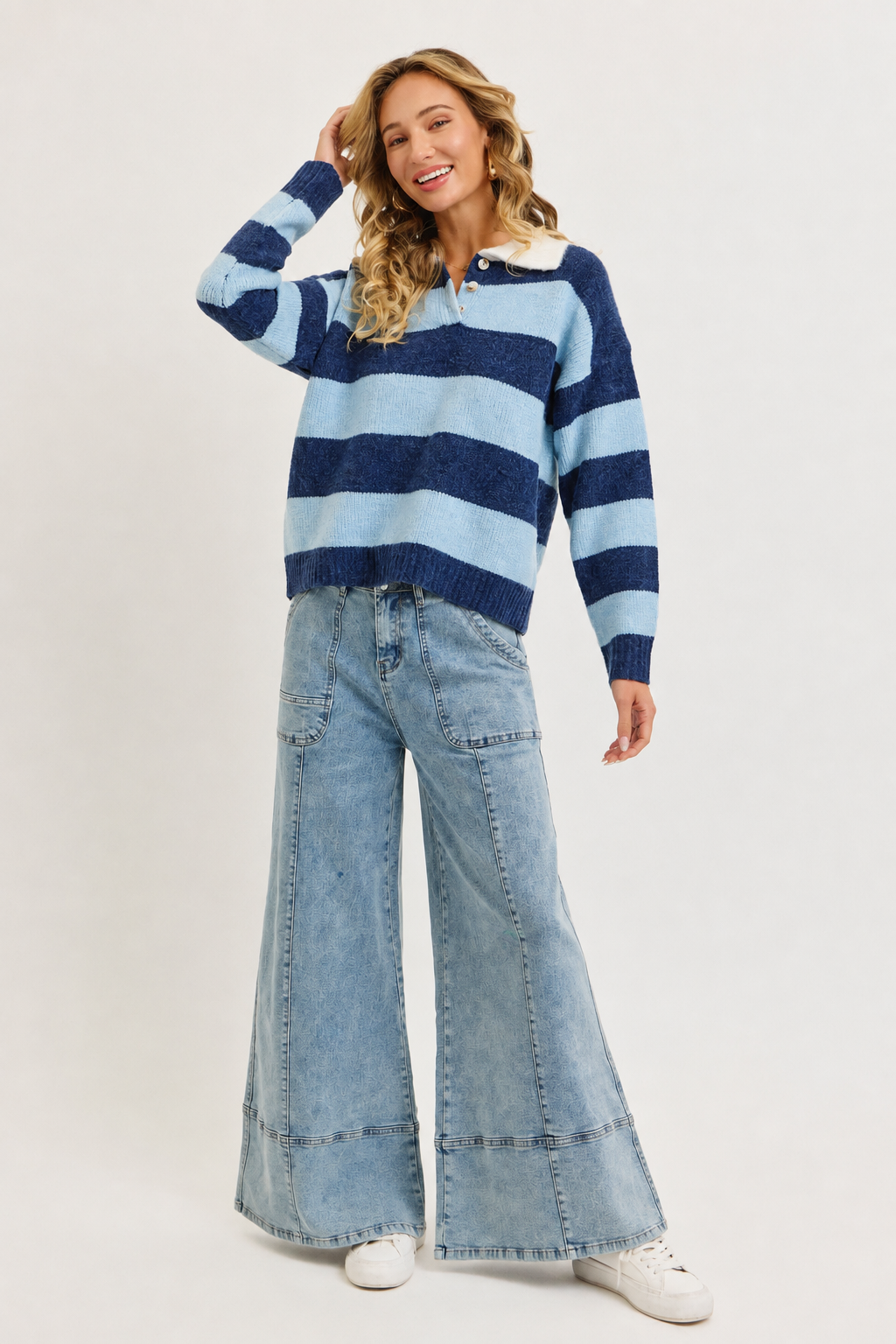 WIDE-LEG HIGH-RISE STRETCH JEANS