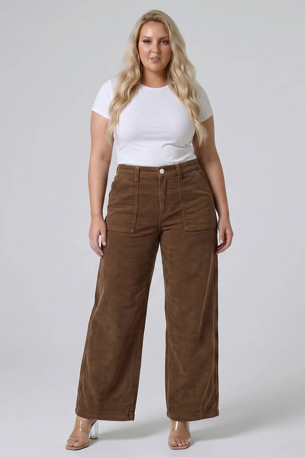 High rise love curve barrel leg Corduroy pants