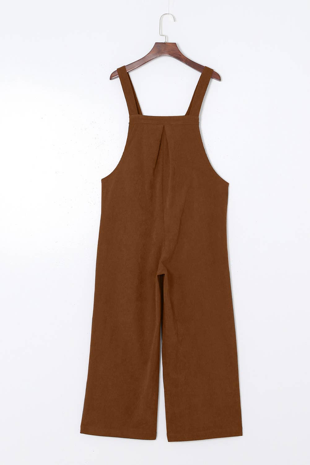 Solid Corduroy Wide Leg Ribbed Pocket Overalls