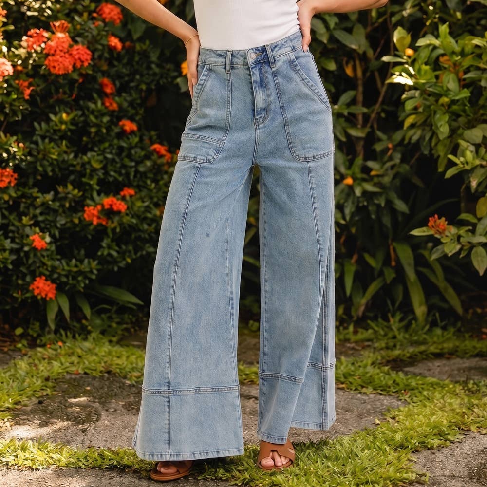 WIDE-LEG HIGH-RISE STRETCH JEANS