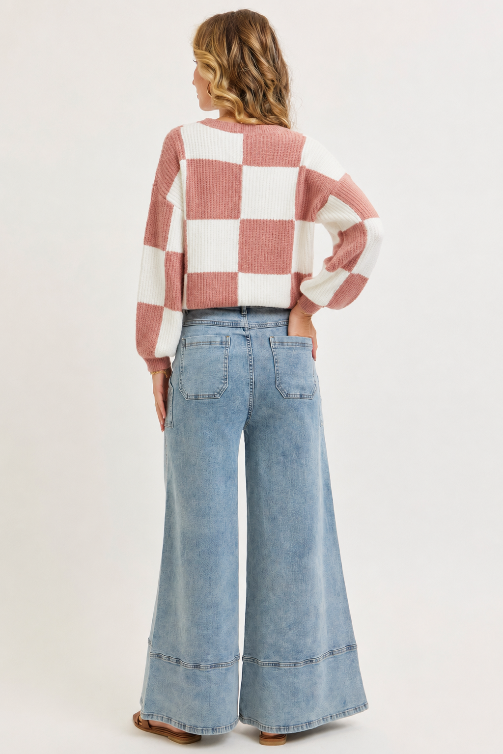 WIDE-LEG HIGH-RISE STRETCH JEANS