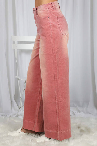 Stone Washed Cotton Corduroy Cropped Pants