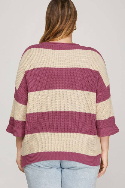 Striped V Neck Sweater