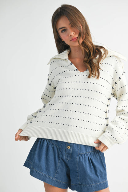 Dot Knit Pullover Sweater