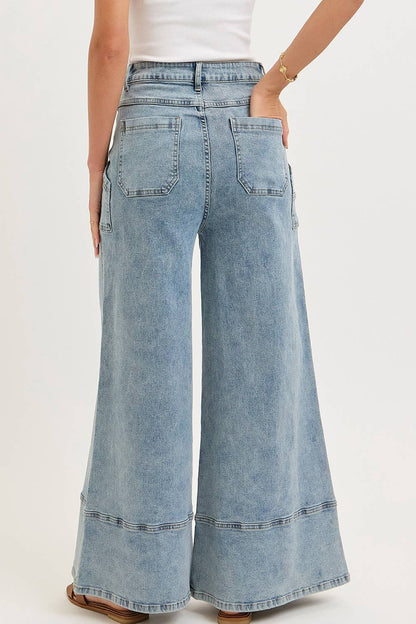 WIDE-LEG HIGH-RISE STRETCH JEANS