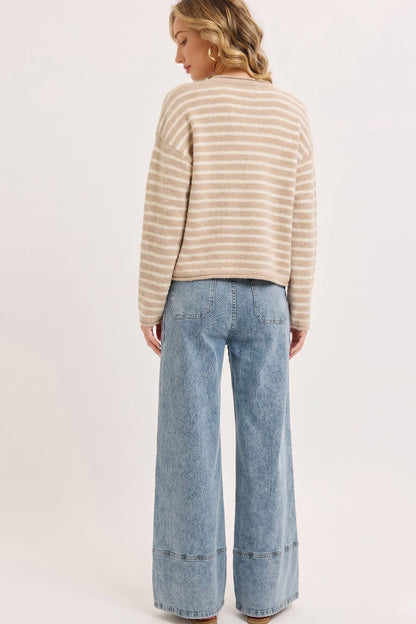WIDE-LEG HIGH-RISE STRETCH JEANS