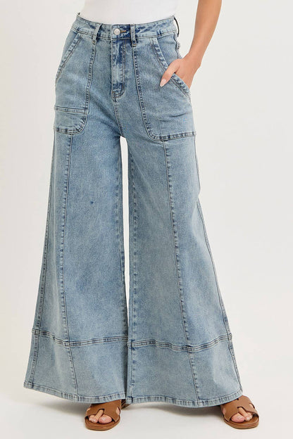 WIDE-LEG HIGH-RISE STRETCH JEANS