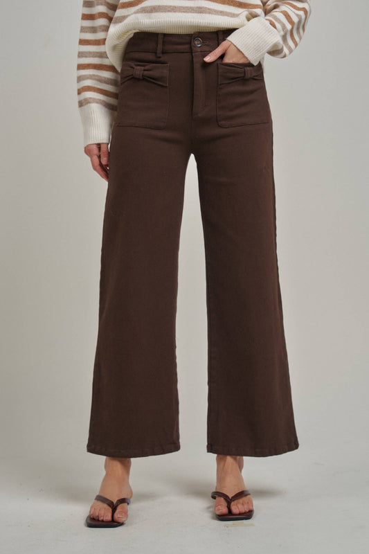WIDE LEG PANTS WITH BOW FRONT POCKETS