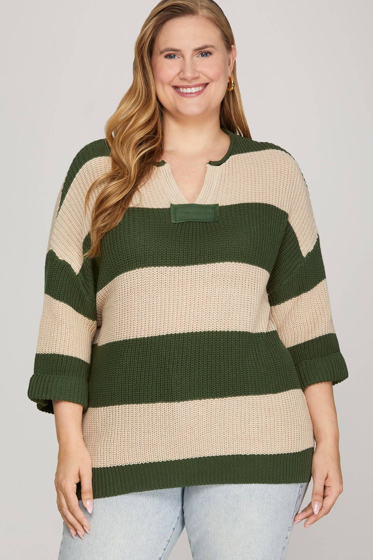 Striped V Neck Sweater
