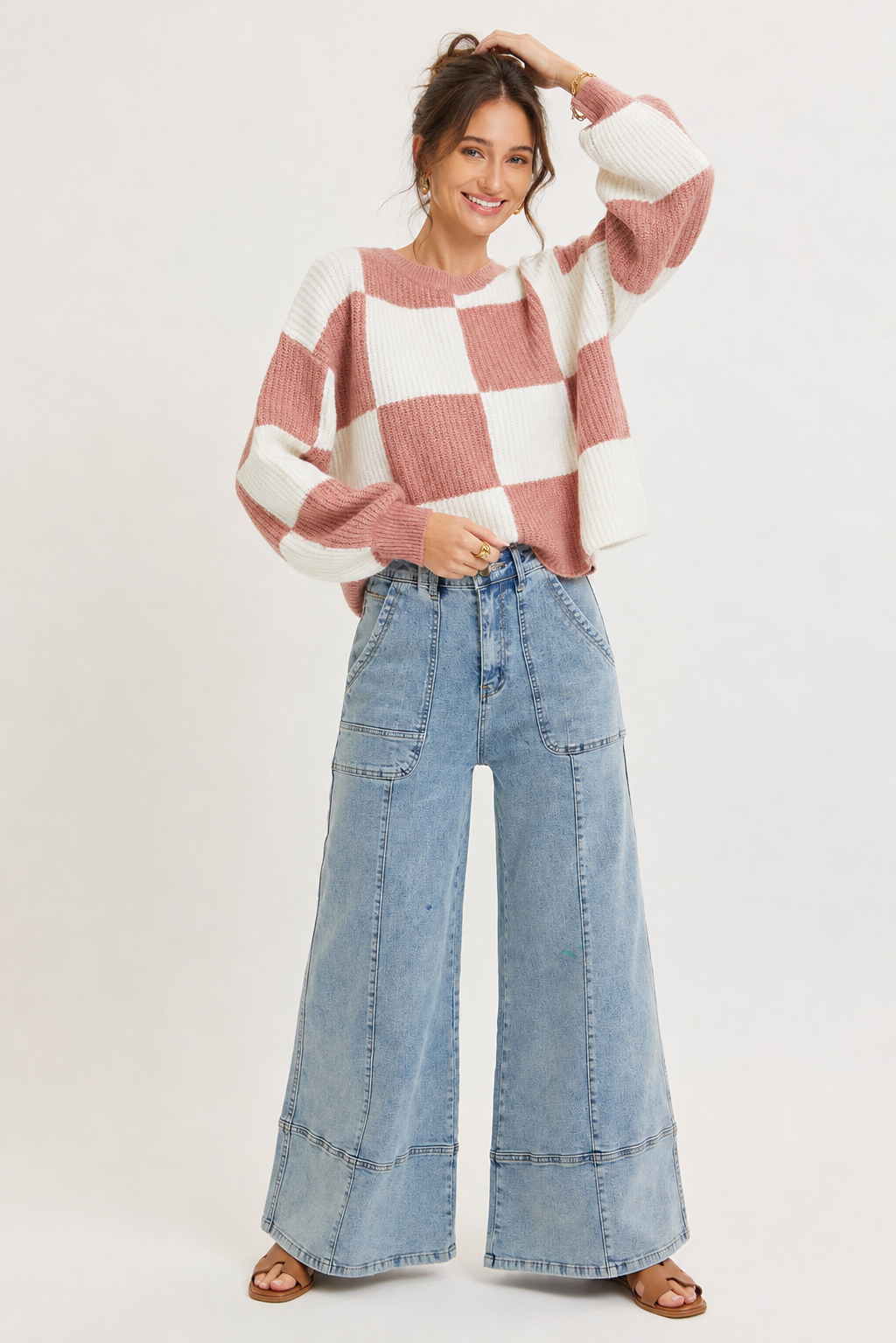 WIDE-LEG HIGH-RISE STRETCH JEANS