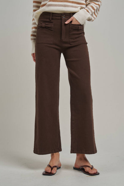 WIDE LEG PANTS WITH BOW FRONT POCKETS