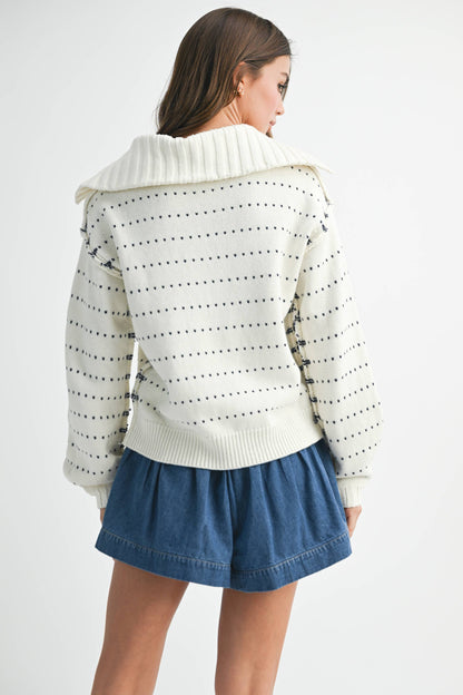 Dot Knit Pullover Sweater