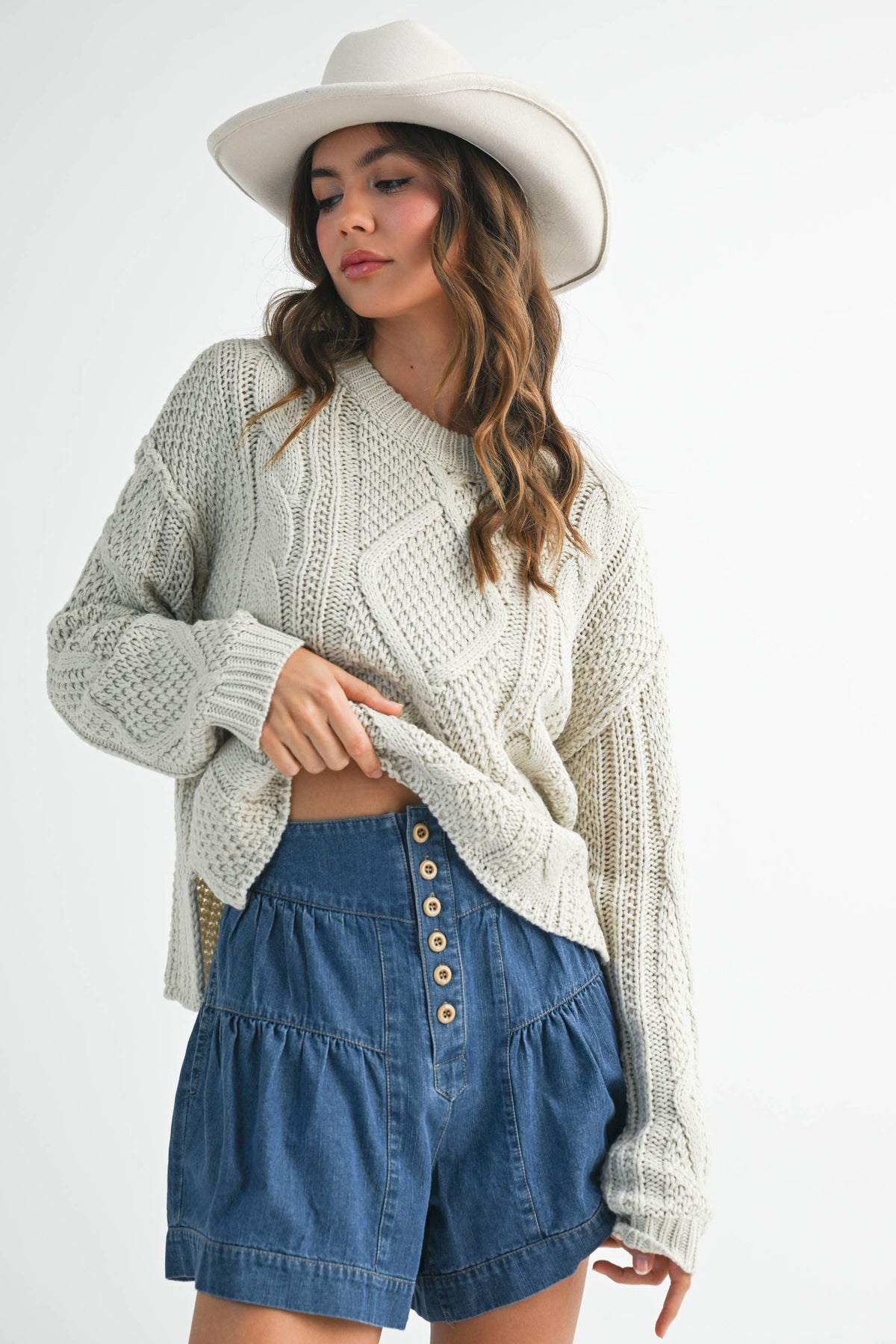 High Rise Tiered Button Front Denim Shorts
