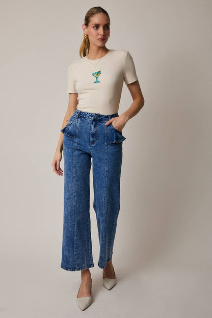 RUFFLE WIDE LEG JEANS