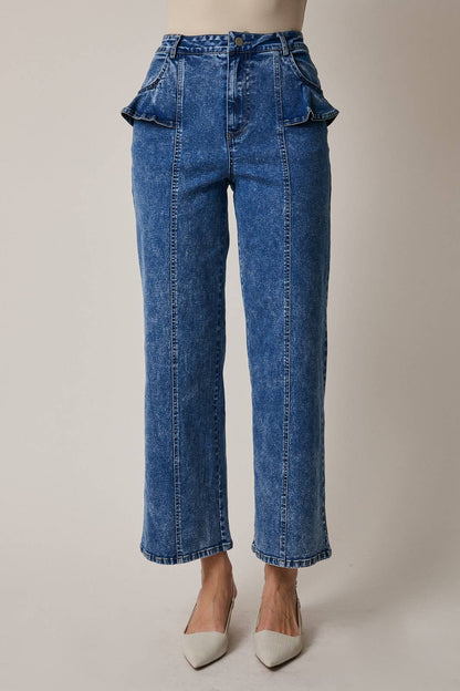 RUFFLE WIDE LEG JEANS