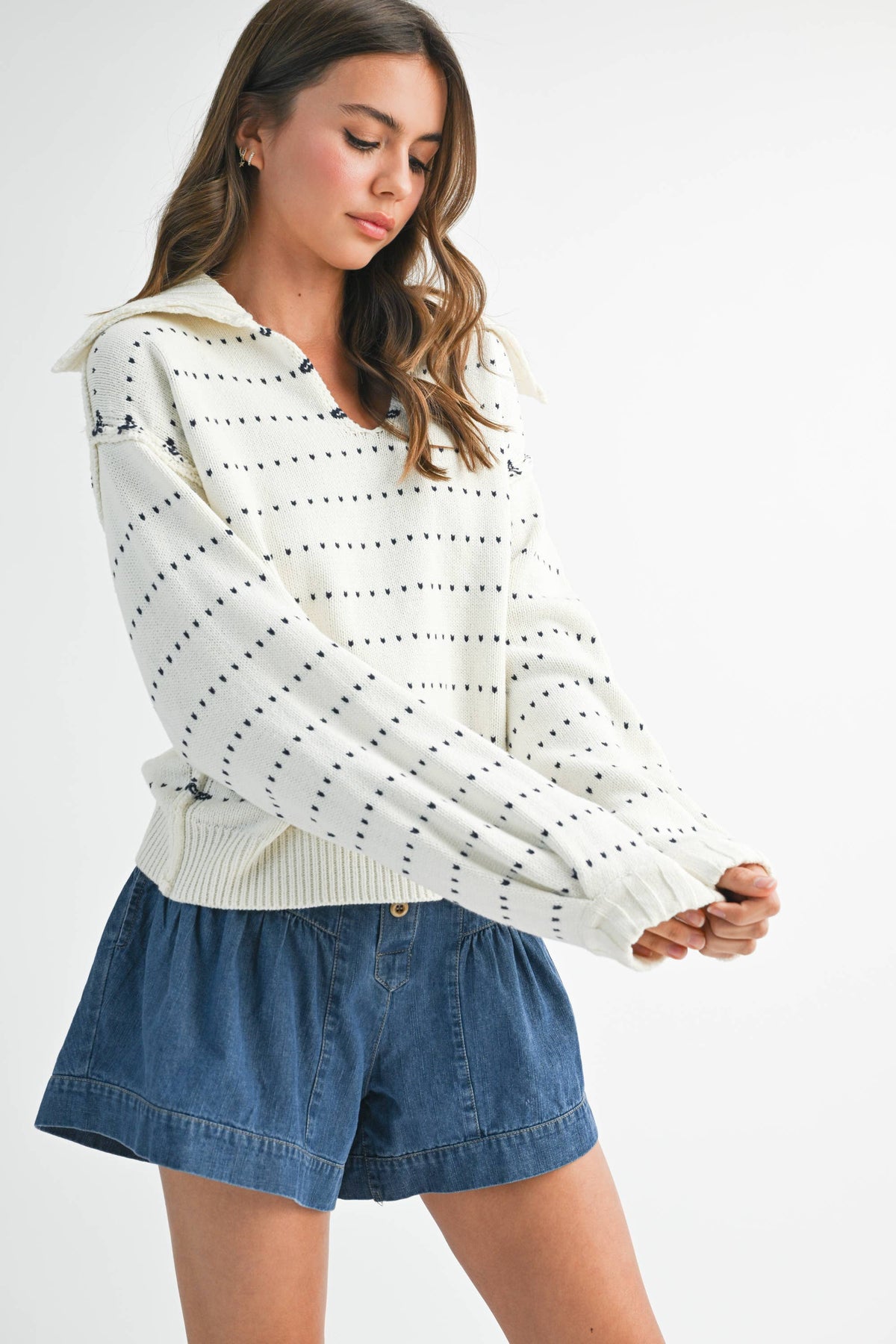Dot Knit Pullover Sweater