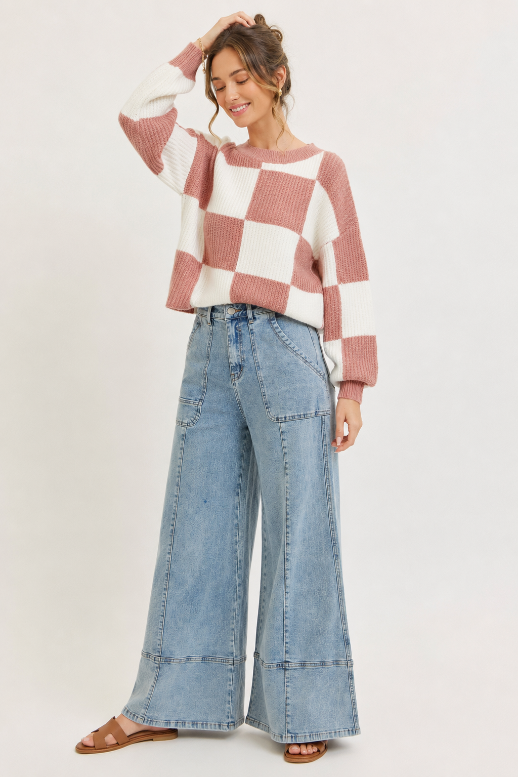 WIDE-LEG HIGH-RISE STRETCH JEANS